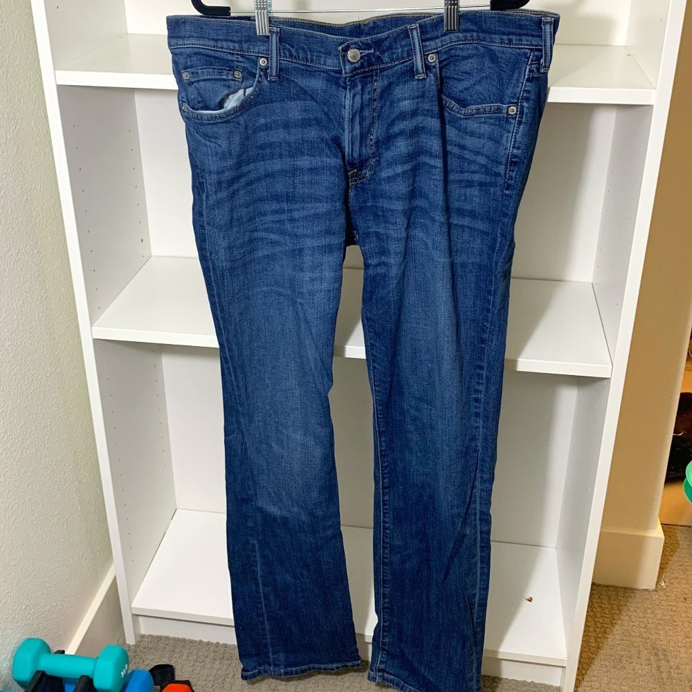 Abercrombie Straight Jeans, Blue, 36W 32L